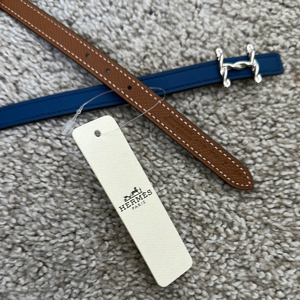 H Torsade belt buckle & Reversible leather strap 13 mm